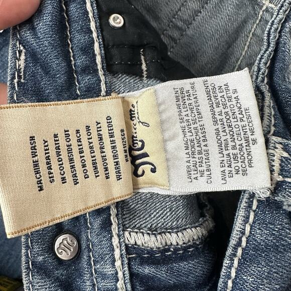 Miss Me Jeans Womens 28 Bootcut Crosses Embellished Thick Stitch Long - Picture 9 of 13